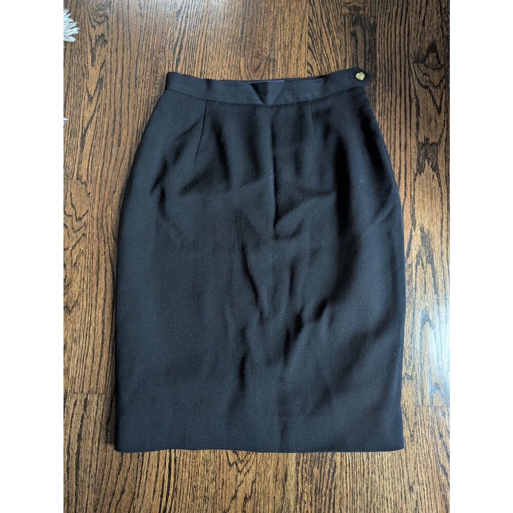 Ralph Lauren Purple Label Vintage Black Wool Pencil Skirt